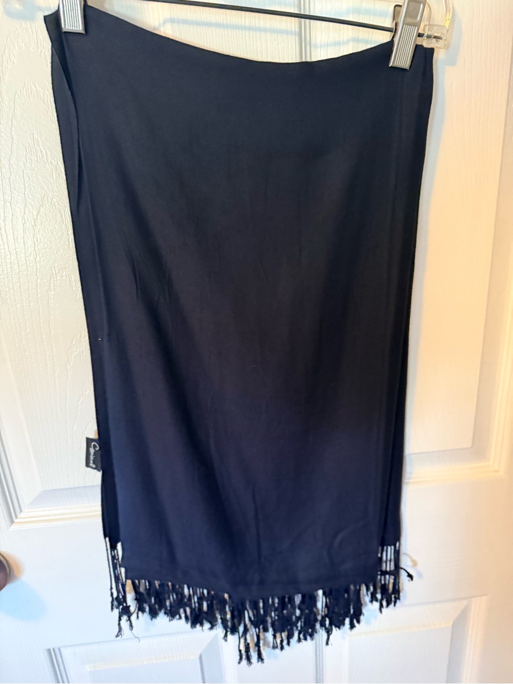 Guess Black Shawl with Fringe Hem